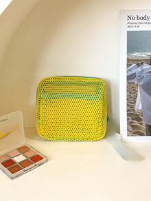 1pc Dopamine Mesh Tofu Cosmetic Bag Coin Purse Lanyard Needs To Be Ordered Separately, Randomly Sent, Portable Breathable Cosmetic Lipstick Storage Bag, Makeup Bag, Portable Travel Bag, Coin Purse, Lipstick Bag, A Small Holiday Gift For Girls, Highly Attractive Storage - Multicolor - View 13