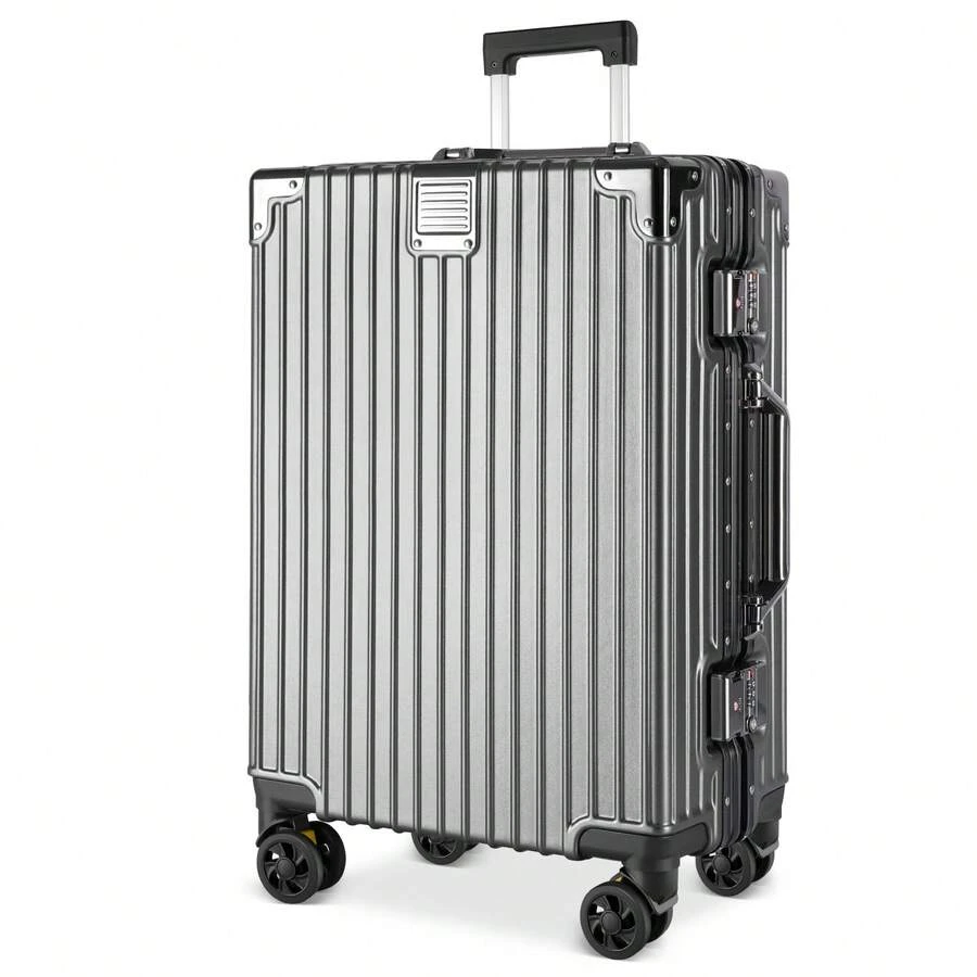 Suitcase, Carry Case, Frame Type, Lightweight, Removable Casters, Dial Lock, Multiple Storage Pockets, Carry Bag, Smartphone Stand, Cup Holder, 360 Degree Rotation, Quiet, Lightweight Design, Double Casters, Shock Resistant, Large Capacity, Travel, Business Trip, Sc901 - Xám - Xem 1