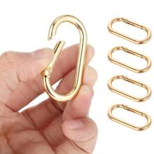 5 pièces Mousqueton ovale, Anneau porte-clés en métal à ressort, Crochets à boucle à ressort en O. Clips de chien-médaille ovale lourds pour sacs, porte-monnaie, porte-clés de rechange