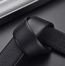 Men's Premium P.U Leather Belt With Automatic Buckle - Perfect For Business Suits, Ideal Gift For Father's Day - màu đen - Xem 4