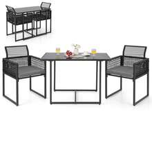 GOFLAME 3 Pieces Outdoor Dining Set Patio PE Rattan Furniture Set-Grey - Grey - View 2