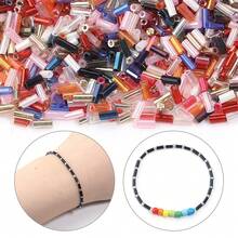 40g/Pack 4mm Tube Glass Seed Beads, Colorful Silvered Tube Beads For DIY Boho Style Bracelets And Necklaces Crafting, Summer - Beads - View 6