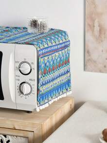 1pc Microwave Oven Decor Cover, American Kitchen Appliance Protective Cover, Home Essentials - Multicolor - View 6