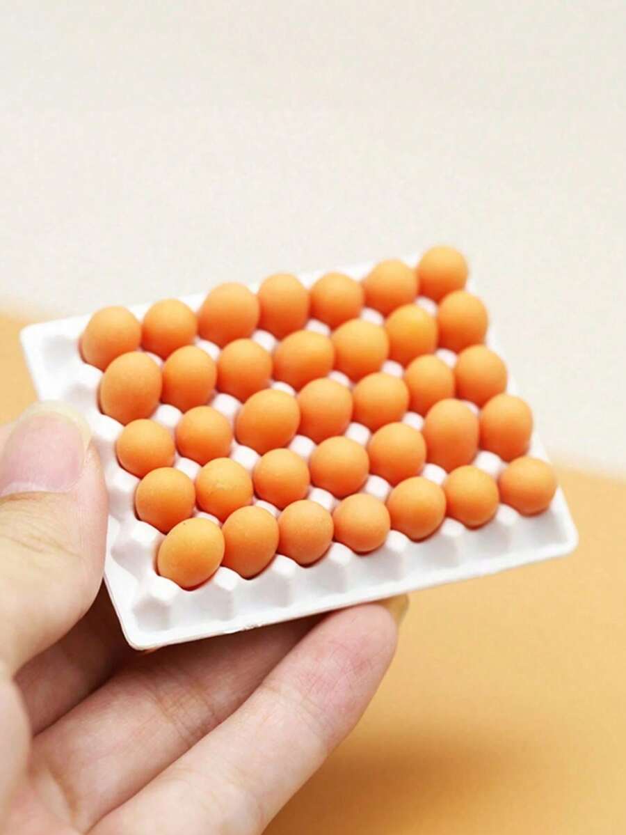 1Set Realistic Mini Fake Egg, Kitchen Food Toy, Miniature Supermarket Toy, Model Desktop Decor, Doll House Accessory, Doll House Prop, Mini Small Toy, Micro Creativity Toy For Teens - Multicolor - View 1