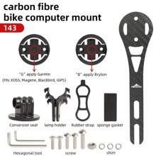 MOTSUV Carbon Fiber Road Bike Computer Mount With Integrated Single Bike Light, Extension Bracket For Cycle Computer
