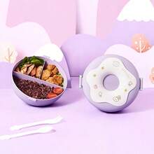 1pc Donut Bento Lunch Box, Multi-Compartment Microwave Friendly Meal Container, Portable Lunch Box With Lid For Students - Multicolor - View 3