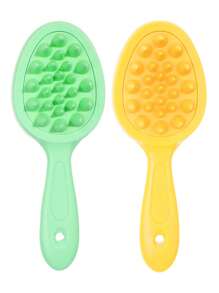 Cepillo desenredante de color caramelo en 1/2 piezas - Cepillo desenredante y cepillo de champú de mango largo con cerdas suaves de silicona para un masaje relajante del cabelludo, perfecto para uso diario en cabello húmedo o seco, adecuado para todo tipo de cabello incluyendo rizado y grueso