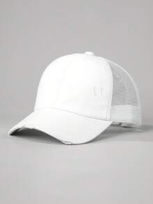 1pc Distressed Criss-Cross Meshy Ponytail Baseball Cap, Outdoor Adjustable Sun Ion Casual Hat For Boys And Girls, Suitable For Spring, Autumn, Travel, Beach - Washed Ripped Cross Ponytail Baseball Cap - View 21
