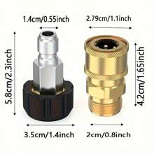 2/8pcs High Pressure Washer Adapter Set, Quick Connect Kit With Metric M22 Female Swivel To 3/8'' Quick Connect, Male Fitting, 3/4" To Quick Release For Garden Tool