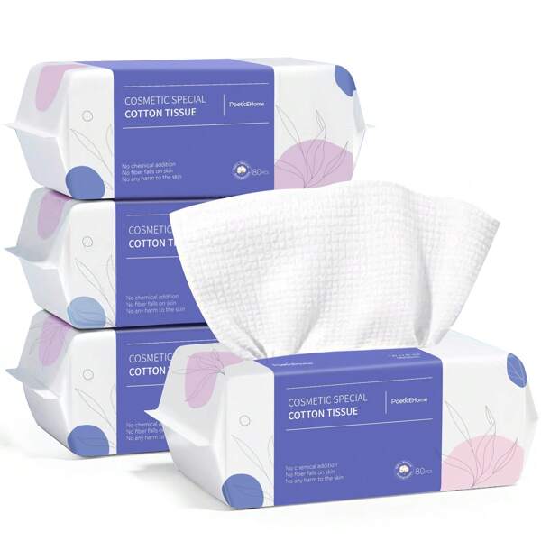PoeticEHome Toallas faciales desechables extra gruesas PoeticEHome | Toallitas secas suaves de algodón para limpieza facial y desmaquillaje