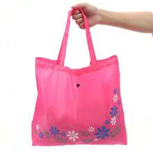 Bolsa de mano con asa de clip, cartera de tela Oxford con cierre de broche oculto, bolsa de compras plegable, pequeña bolsa reutilizable con cierre de broche con diseño de flor