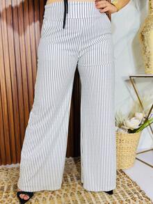 Plus Size Pants - Black and White - View 1