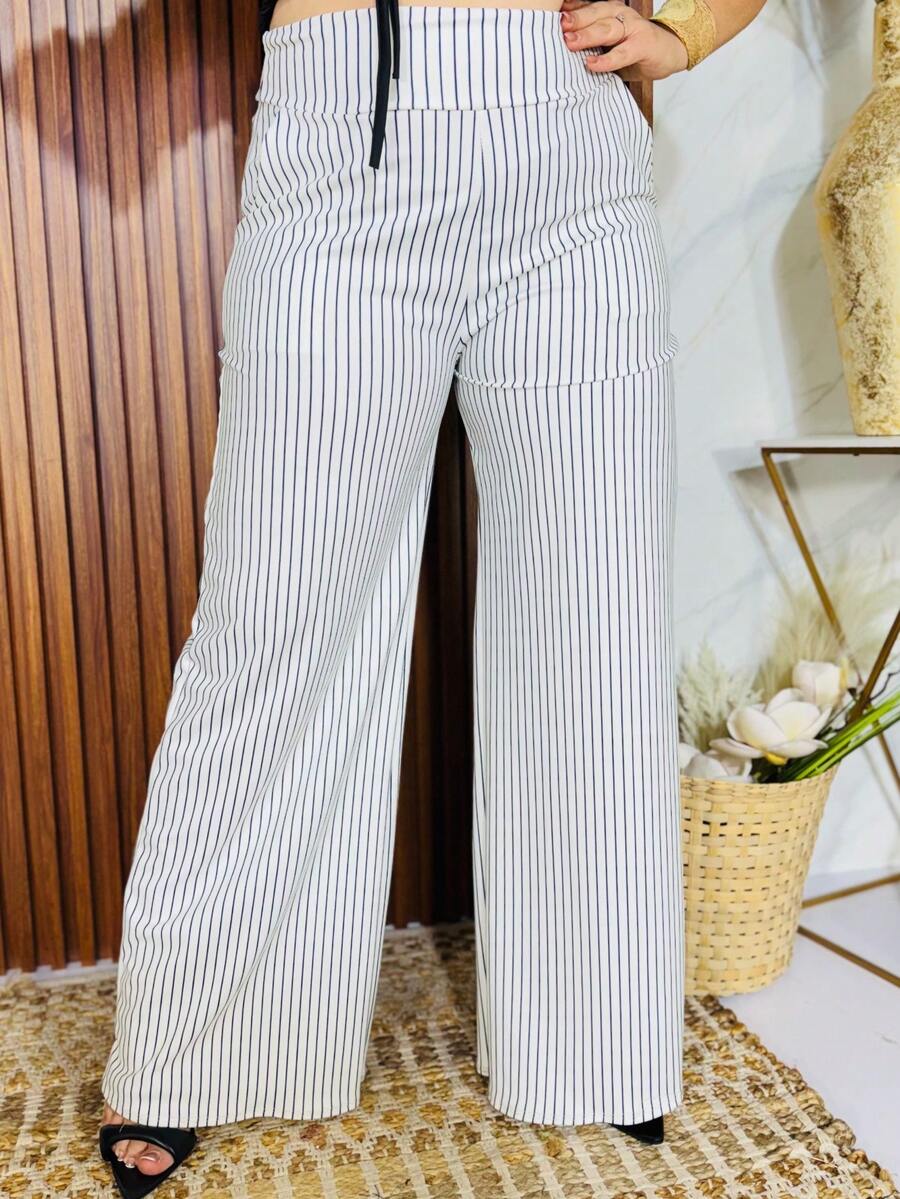 Plus Size Pants - Black and White - View 1