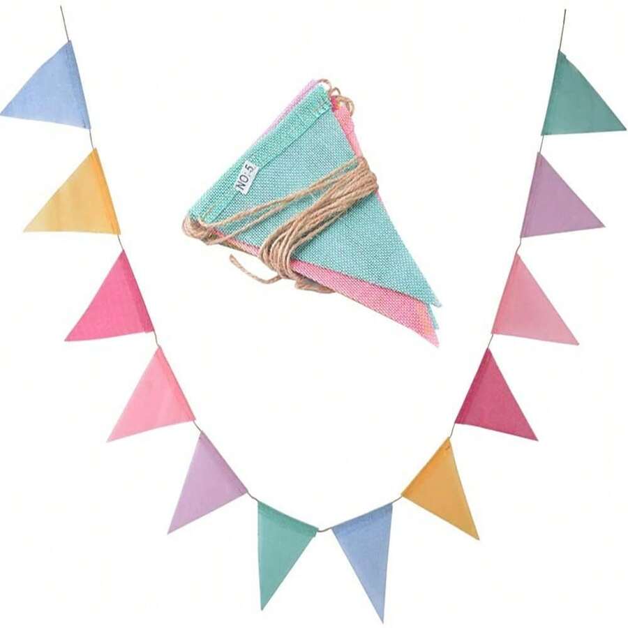 12pcs/Set, 4M--6 Colors Retro Colorful Linen Triangle Flags, Birthday Wedding Halloween Christmas New Year Party Decor Flags Garland Home Decoration Autumn Wedding Colorful Flags, Home Decor... Outline Does Not Affect Use. All Subject To The Actual Item. Suggest Caution When Purchasing.