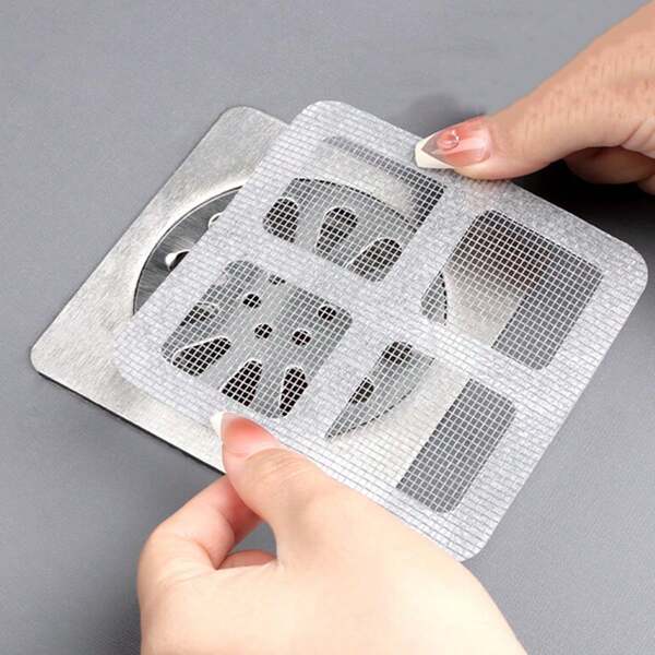 10pcs/20pcs Disposable Drain Filter, Non-Woven Material, Self-Adhesive, Suitable For Bathroom, Toilet, Kitchen Sink Hair Catcher Glue, With Anti-Clogging Drain Cover
