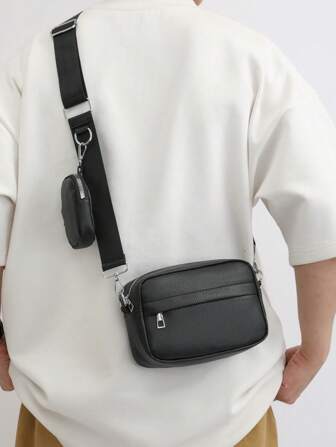 Men's Diagonal Shoulder Bag Two Pieces Mini Shoulder Small Bag Coin Wallet Men's Crossbody Bag Sling Bag Square Bag Mini With Coin Case Waterproof With Adjustable Strap Travel Essentials Summer Bag Mini Bag New Life Items For Students Men Essentials Side Bag Graduation School Supplies Small Bag For Men Body Bag For Men Mobile Phone Bag Pouch