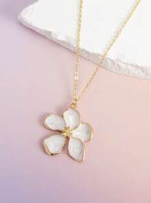 1 pieza Collar colgante de flor de 5 pétalos esmaltado de color blanco, rosa, rojo rosa, naranja elegante y personalizado, adecuado para uso diario y de vacaciones, gran regalo para amigos, primavera/verano