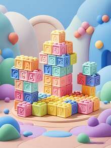 A Baby Blocks,Toddler Blocks,Stacking & Building Toys For Babies, 8/16/24 Soft & Educational Blocks- Numbers, Shapes, Baby Blocks For Baby Shower,Colors, Animals- One Two Squeeze- 6 Months +,Stacking Toys For Toddlers 1-3,Random Color