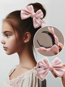 1 kẹp tóc ngọc trai nơ kiểu công chúa, màu hồng/trắng/đỏ/nâu, kẹp tóc hình bướm hai mặt thích hợp cho việc búi tóc rối hàng ngày hoặc khi đi học - Kẹp thịt viên Satin YZ102. - Xem 18