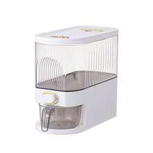 1pc Rice Bucket With Measuring Cup, Large Capacity Cereal Storage Container, Moisture-Proof Insect-Proof Sealed Storage Containers For Rice, Cereals, Grains, Flours, Dog Food, Pet Food, Household Airtight Rice Dispenser, Home Kitchen Supplies, 22lbs /11lbs - White - View 10