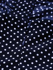 Vestido corto escotado sin tirantes con estampado de lunares tipo verano Floreya, Vestido ajustado de tirantes cruzados con estampado de lunares retro sexy negro con diseño de volantes, Vestido mini entallado de línea A - Azul Marino - Ver 9