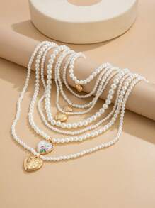 Set de 2 collares con colgante de corazón multicapa de estilo bohemio con cuentas, elegantes regalos de lujo para bodas, fiestas, mujeres y parejas