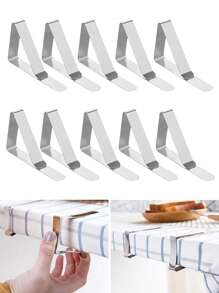Set de 6/12 clips para mantel, clips de mesa para picnic de alta resistencia, clips antideslizantes, soportes para manteles, abrazaderas de acero inoxidable para cubiertas de mesa, resistentes a la oxidación. Los clips tienen un borde suave y buena elasticidad, ideales para familias, restaurantes, exteriores, picnics, bufés, cenas, carpas, bodas, cumpleaños, fiestas de graduación