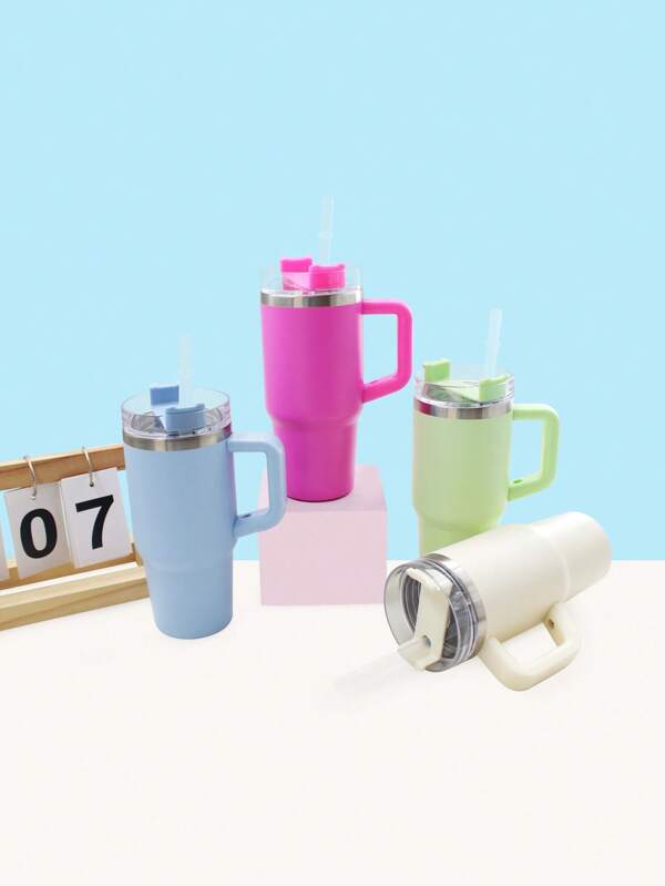 1pc 14oz Wall Stainless Steel Insulated Tumbler With Handle,Tipping Cup, Cooling Cup, Anti Drop, Anti Slip,Comfortable Feel, Suitable For Home Office And Outdoor Sports, Holiday Gift, Outdoor Sports, Travel Camping