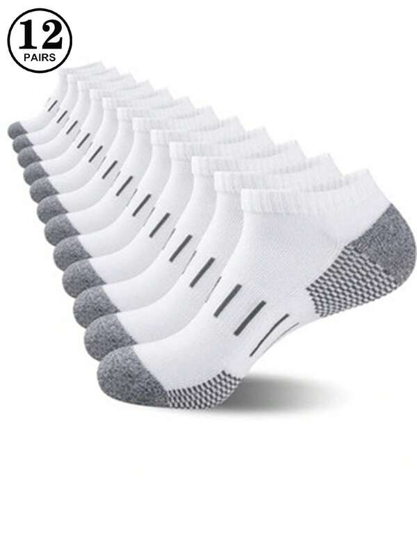 12 paires de chaussettes de sport respirantes et confortables pour hommes, convenant à toutes les saisons. Chaussettes décontractées avec absorption des chocs pour la course, printemps/été