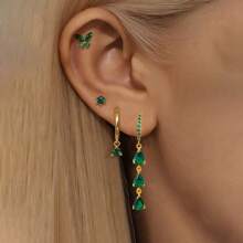 4PCS Butterfly Ear Stud Water Drop Pendant Earrings For Women,18K Gold Plated Stainless Steel And Copper,Simple CZ Zirconia Small Hoop Earring,Cartilage Piercing Jewelry