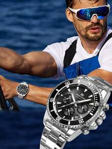 1pc Multi-Functional Large Dial Men Watch, Suitable For Beach, Travel, Outdoor Sports - Multicolor - View 10