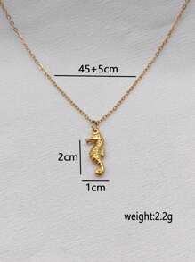 Colar com pingente de elemento oceano banhado a ouro e aço inoxidável, design minimalista elegante, versátil para uso diário, praia, presentes, casais