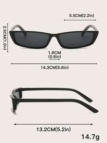 1 Pair Unisex Small Frame Rectangular Minimalist Fashion Sunglasses, Suitable For Street Style, Travel, Vacation, Sports, Driving, Festivals, Outings, Summer Accessory, Family Outing, UV Protection, Golf, Hiking, Elegant, Vacation Atmosphere, Sports, Party, Street Style, Fishing, Outdoor Activities, Holiday - 彩色 - 查看 5