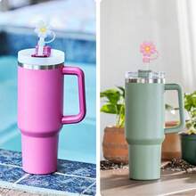 7 件可爱硅胶吸管盖，适用于 杯，10 毫米可爱花朵吸管盖，适用于随身杯，防尘饮用吸管盖，适用于可重复使用吸管尖盖，返校用品 - 彩色 - 查看 6