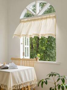 1Panel Modern Minimalist Linen-Inspired Semi-Sheer Summer Curtains, Rod Pocket Hanging, Suitable For Cafes, Balconies, Kitchens, Cottages, Living Rooms, Bedrooms, Window Decorations, Etc.