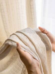 1Panel Modern Minimalist Linen-Inspired Semi-Sheer Summer Curtains, Rod Pocket Hanging, Suitable For Cafes, Balconies, Kitchens, Cottages, Living Rooms, Bedrooms, Window Decorations, Etc.