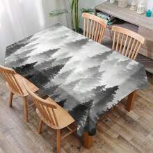1pc Geometric Forest Themed Tablecloth, Modern Polyester Rectangle/Round Waterproof Tablecloth With Digital Printing, Suitable For Living Room, Home, Outdoor Dining, Small Round Table - Multicolor - View 13