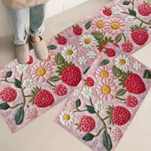 1pc, Home Decor, Fluffy Strawberry Abstract Pattern Printed, Anti-Slip Diatomite Kitchen Mat, Rug, Floor Mat, 3D Printed Rectangle, Suitable For Living Room, Bedroom, Hallway, Bathroom, Laundry Room - Polyester Carpet, Indoor/Outdoor Decoration