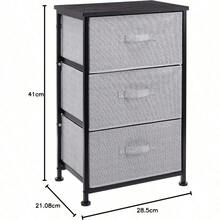 Fabric 3-Drawer Storage Organizer Unit For Closet, White - Black - View 3