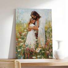 Christian Wall Art Jesus Hugging Woman Painting Poster Jesus Art LDS Prints Bible Art Jesus With Woman Jesus Wall Art Christian Canvas Poster - Beige - View 1