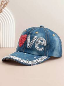 1 Stück Damen Mode Baseball Kappe mit Schmetterling Strass, vielseitig einsetzbarer Outdoor Lässig Sonnenhut mit farbigen Strass-Akzenten