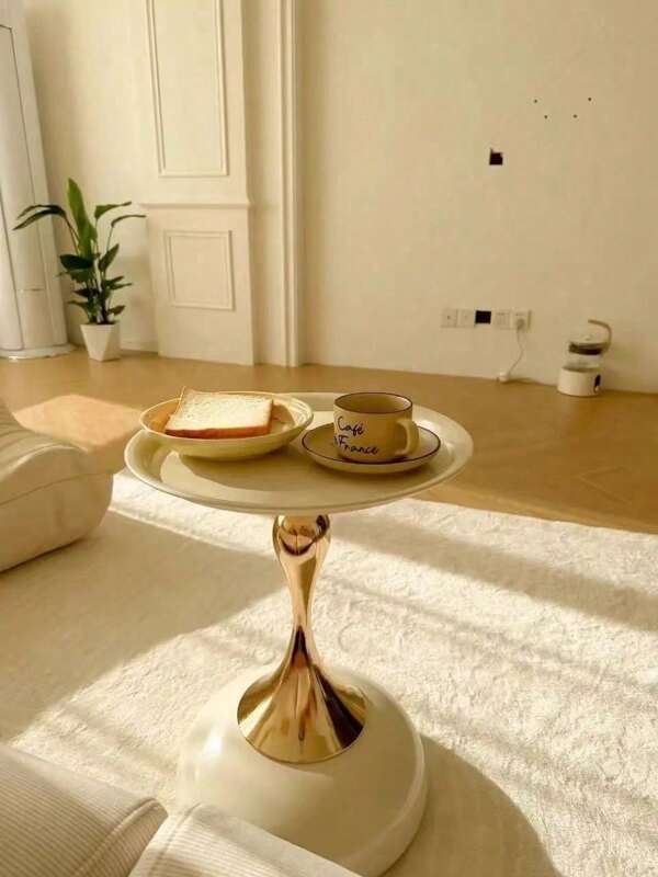 1 stuk D40cm*H55cm Metalen ronde witte/zwarte salontafel, geschikt voor nachtkastjes, geschikt voor woonkamer, slaapkamer, balkon, tuin