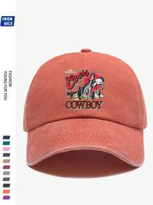 1pc Adjustable Classic Western Cowboy Logo Baseball Cap, Retro , , Suitable For Outdoor Travel, Camping, Sun Shading, Party, Hip-Hop, Dad, Trucker, Polo Ball Cap, Summer