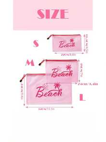 1个时尚防水PVC沙滩包,彩色字母印花 - A4尺寸,透明化妆包,尼龙拉链,适合游泳、潜水和夏季度假 - 轻便,男女通用,沙滩包配件,旅行必备,旅行配件,假日旅行包(注意:粉色/裸色款不包含沙滩用品,仅为34*24厘米的包) - 彩色 - 查看 9