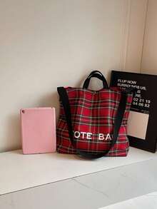 时尚手提包 - 大容量，采用轻质PVC和牛皮纸制成，配有魔术贴封口，是女士的时尚之选。 - 紅色 - 查看 7