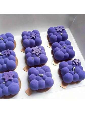 قالب كعكة من السيليكون بشكل سحابة فقاعية ثلاثية الأبعاد - 6 مربعات، صينية خبز، مناسب للحلويات والزخارف