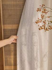 1Panel Modern Minimalist Linen-Inspired Semi-Sheer Summer Curtains, Rod Pocket Hanging, Suitable For Cafes, Balconies, Kitchens, Cottages, Living Rooms, Bedrooms, Window Decorations, Etc.