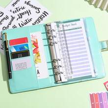 A6 PU 皮革活页夹 6 孔笔记本，时尚设计，个人笔记本活页夹封面，可用于现金预算存储外壳、相册外壳、返校、学校用品