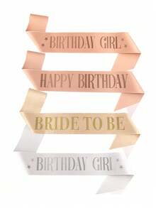 1pc Birthday Shoulder Sash "Birthday Girl" Birthday Gift Party Decoration Prop, Random Color & Style - Multicolor - View 3