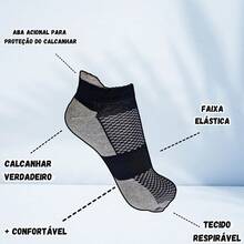 Meia masculina Cano Curto Kit 03 pares Algodão com protetor de calcanhar faixa elástica calcanhar verdadeiro 36 a 42 - Cinza - Visão 3